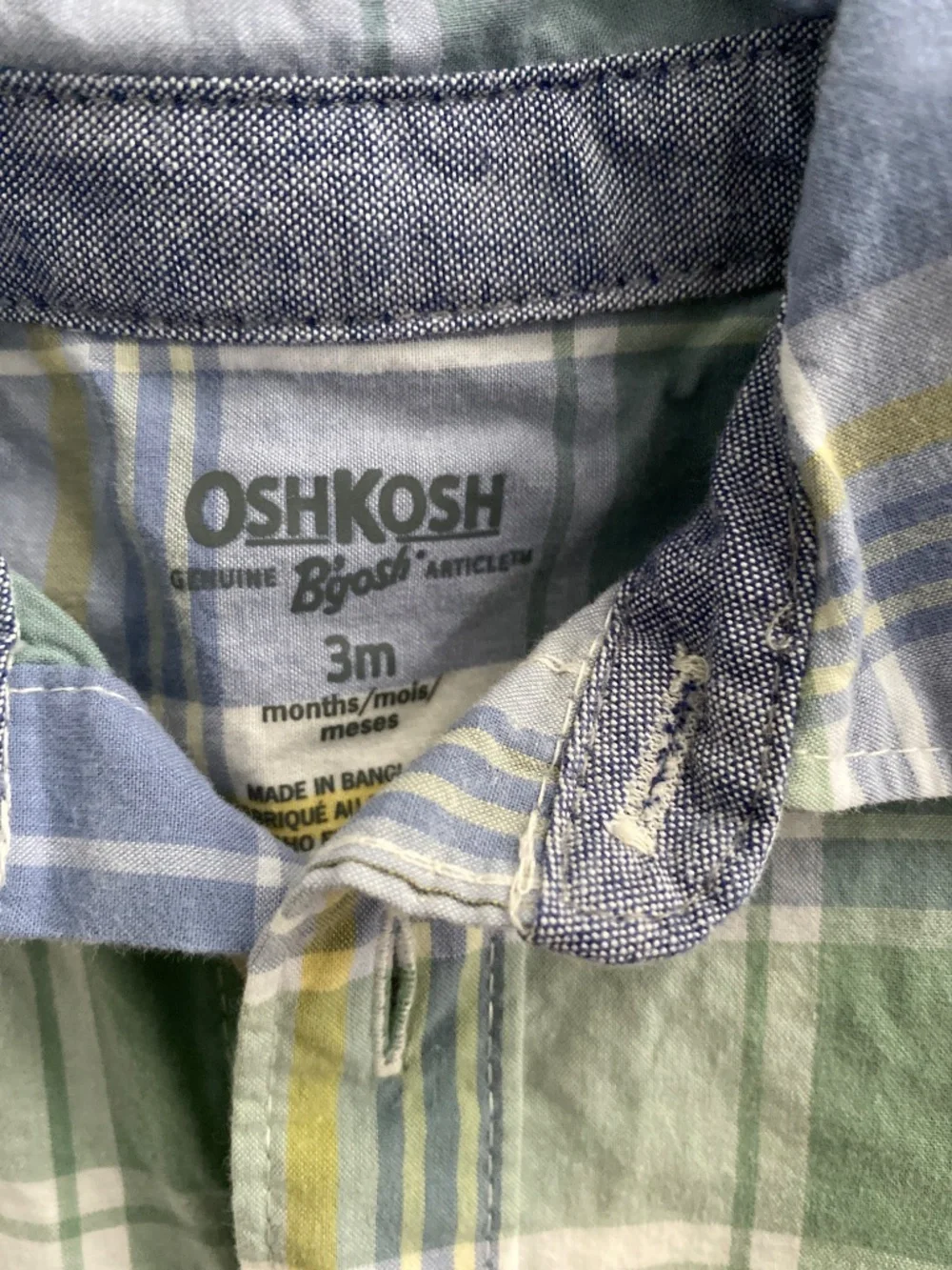 Oshkosh Bgosh Boys Plaid Bodysuit with Buttons